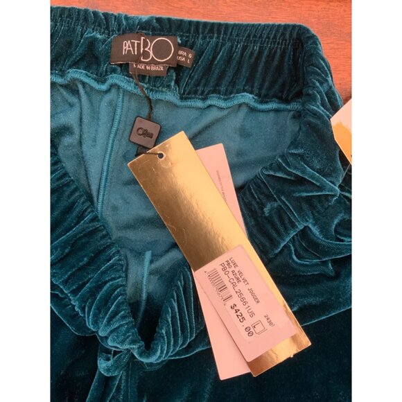 PatBo Azure Blue Luxe Velvet Jogger Pants, Size L, NWT! $425 - Picture 6 of 7